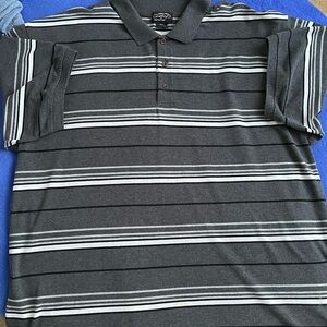Men's Gray Striped Polo Shirt